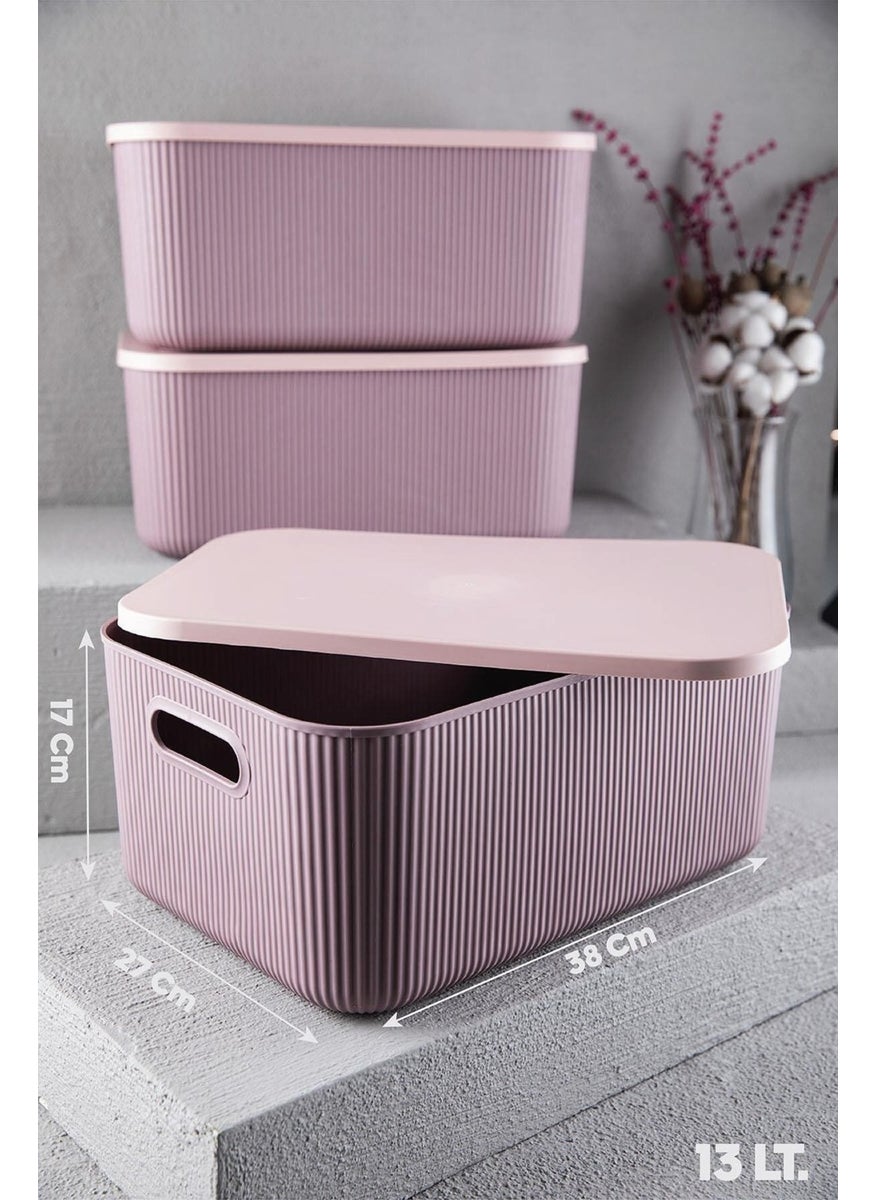 Bayev 2 Pieces Storage 13 Lt Purple Multi-Purpose Organizer Box with Lid Decorative Box  - Image 4