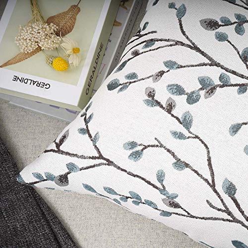 YOUR SMILE Classical Embroidery Jacquard Teal Leaf Pattern Square Decorative Throw Pillow Case Cushion Cover 18x18 inch - Image 4