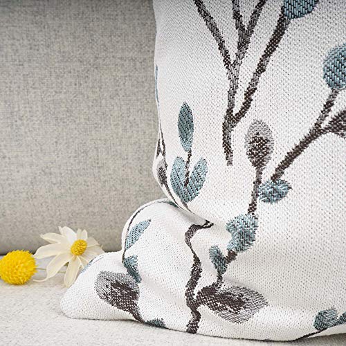 YOUR SMILE Classical Embroidery Jacquard Teal Leaf Pattern Square Decorative Throw Pillow Case Cushion Cover 18x18 inch - Image 5