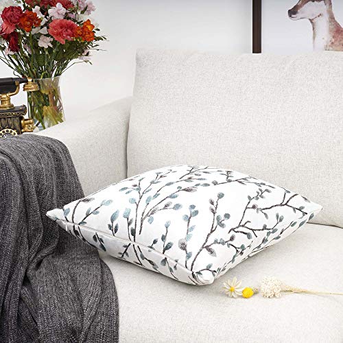 YOUR SMILE Classical Embroidery Jacquard Teal Leaf Pattern Square Decorative Throw Pillow Case Cushion Cover 18x18 inch - Image 3