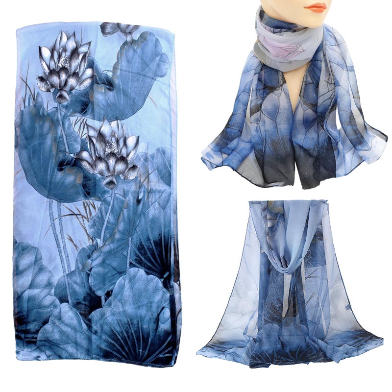 amokk 6 Packs Fashion Scarves for Women Lightweight Chiffon Scarfs for Women Summer Shawl Warp Floral Head Scarf (Color-8) - Image 3