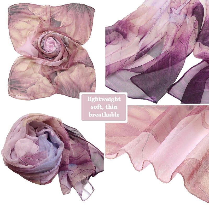 amokk 6 Packs Fashion Scarves for Women Lightweight Chiffon Scarfs for Women Summer Shawl Warp Floral Head Scarf (Color-8) - Image 5