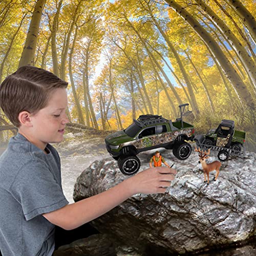NKOK Realtree 118 Scale FreeWheel Playsets 9PC Set RT Ram 1500 Rebel Polaris Ranger on Trailer Accessories playset Game Hoist Roof Rack Roll Bar Buck Hunter Rifle Rifle Case Multi - Image 5