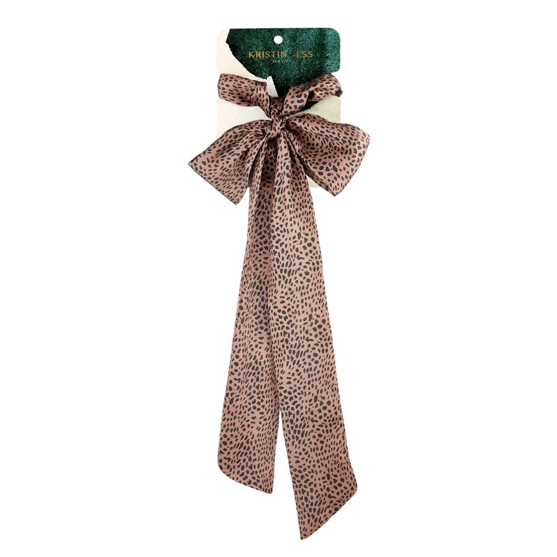 Kristin Ess Kristin Ess Hair Scrunchie  Scarf Set Cheetah 1 Count Hair Accessory for Women and Girls Satin Hair Scrunchie Ponytail Holder Hair Ties Day and Night Styling All Hair Types and Textures