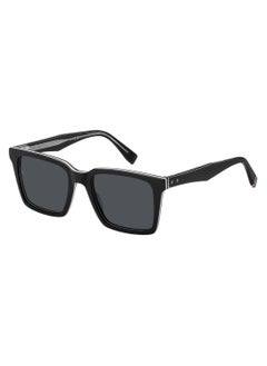 TOMMY HILFIGER Men's UV Protection Rectangular Shape Acetate Sunglasses TH 2067/S GREY 45 - Lens Size: 44.5 Mm - Black  - Image 1