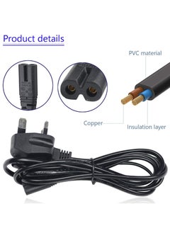 TLAXCA Power Cable Lead UK Plug to Figure 8 2 Pin Cord for Samsung Toshiba Philips LG Sony Panasonic LED Flat TV Sky Box XBOX One S PS5 PS4 Projector Camera Charger Cord 1.5 M Length  - Image 2