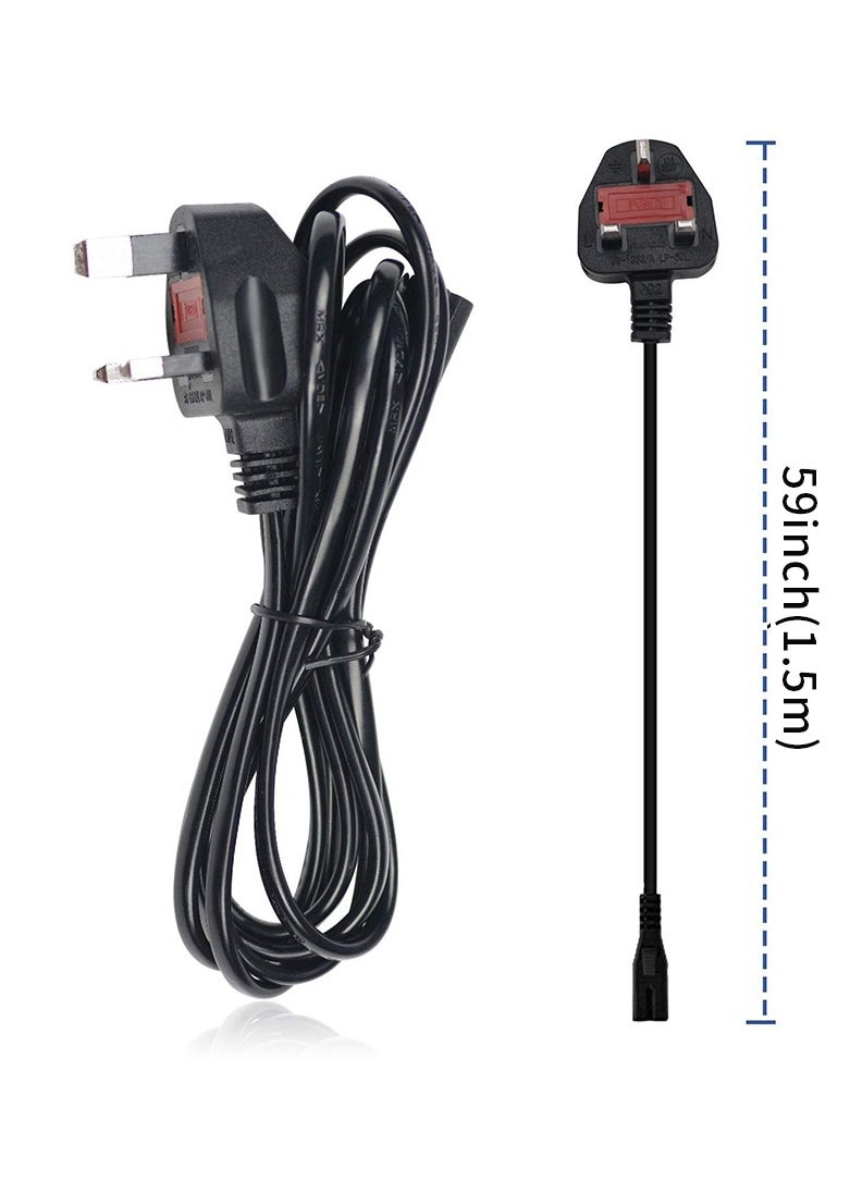 TLAXCA كابل طاقة يؤدي إلى قابس المملكة المتحدة إلى الشكل 8 سلك 2 دبوس لهاتف Samsung Toshiba Philips LG Sony Panasonic LED Flat TV Sky Box XBOX One S PS5 PS4 سلك شاحن كاميرا العرض بطول 1.5 متر  - Image 5