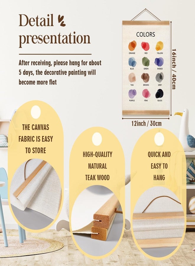 ZTGDA Colors Educational Poster, Toddler Colors Learning Posters, Color Learning Poster Hanger Frame Wall Decor for Classroom Nursery Playroom Preschool Decor (12x16inch Color) - Image 2