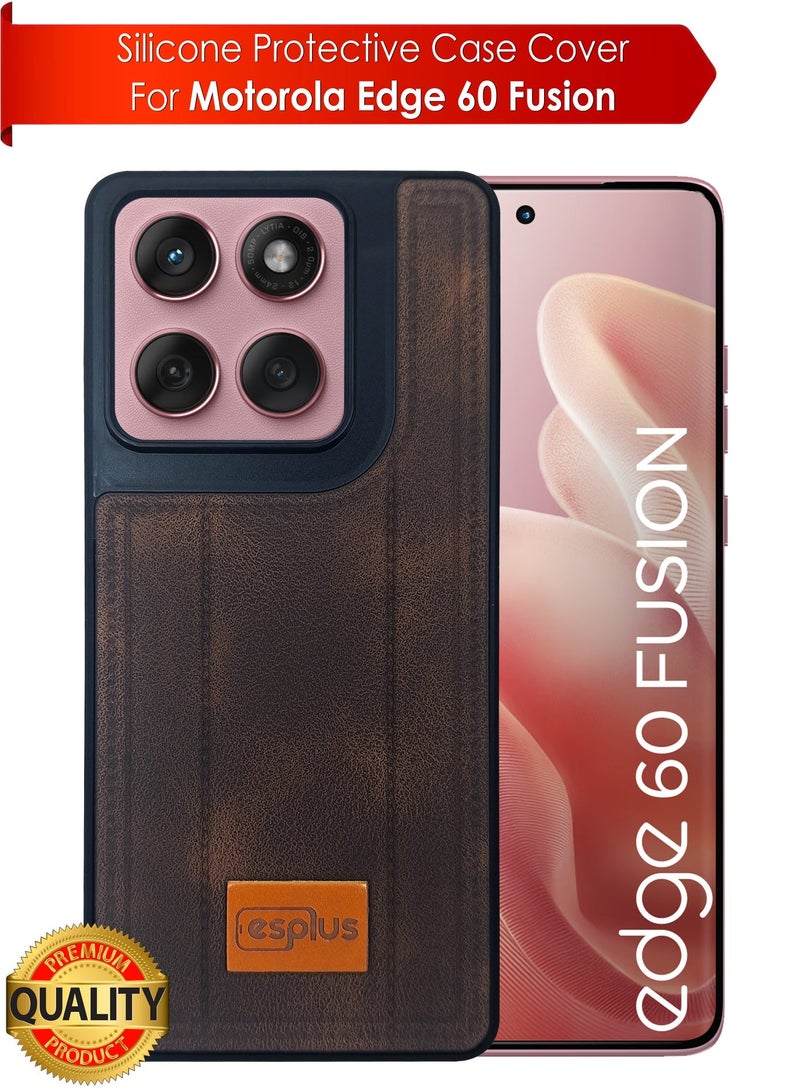 Motorola Edge 60 Fusion Premium Silicone Leather Finish Back Case  | High Quality Silicone Case Cover Designed for Motorola Edge 60 Fusion  | Ultimate Impact Protection ,Shockproof, Anti-Fingerprint , Comfortable feel and Durable back protection Case for Motorola Edge 60 Fusion  - Black/Brown - Image 1