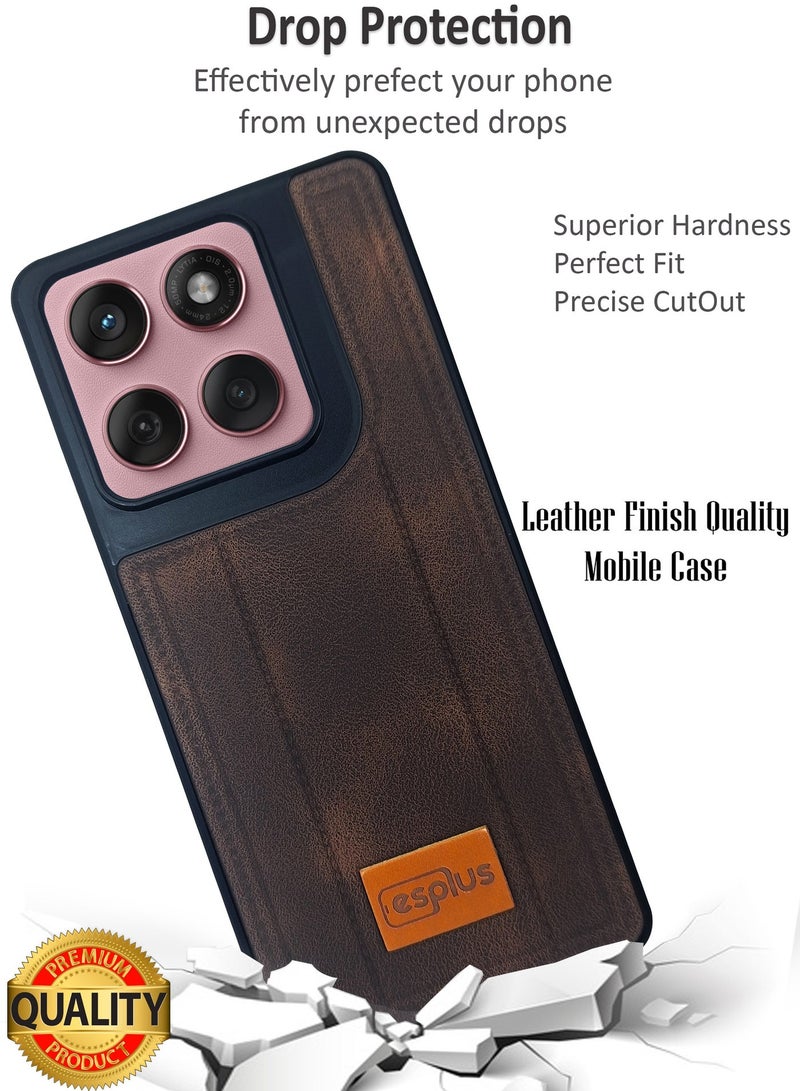 Motorola Edge 60 Fusion Premium Silicone Leather Finish Back Case  | High Quality Silicone Case Cover Designed for Motorola Edge 60 Fusion  | Ultimate Impact Protection ,Shockproof, Anti-Fingerprint , Comfortable feel and Durable back protection Case for Motorola Edge 60 Fusion  - Black/Brown - Image 3