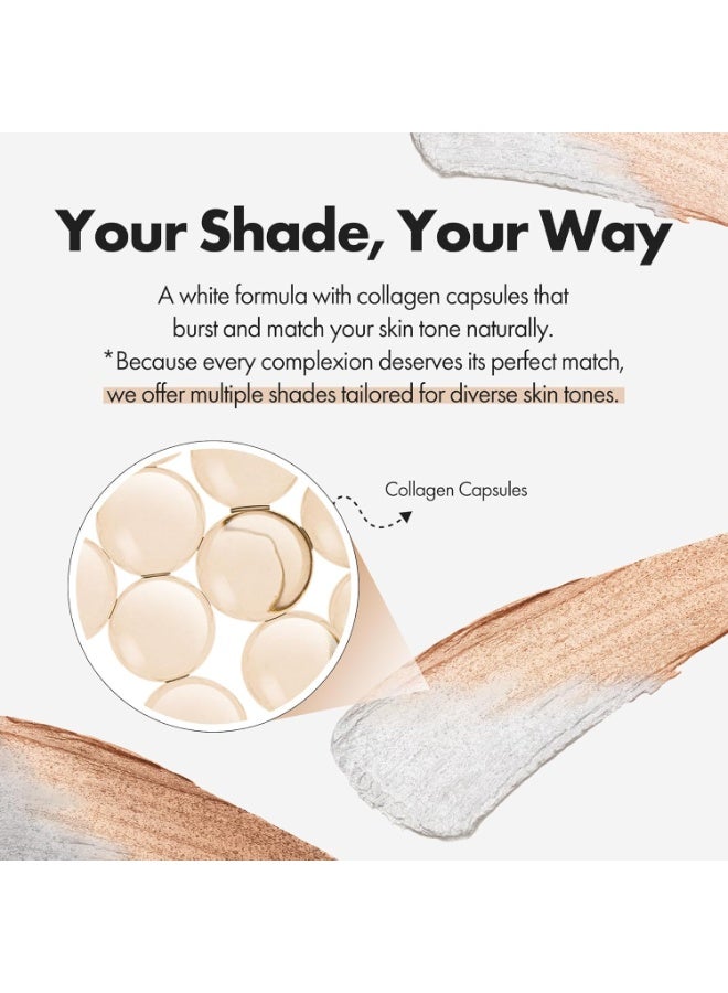 ELROEL كريم أساس Blanc Cover Cream Stick V White - كريم أساس كوري متغير اللون مع Volufiline - تغطية متوسطة إلى كاملة بلمسة نهائية ندية - طرفان مع فرشاة قابلة للفصل (203 متوسط، 0.45 أونصة) - Image 3