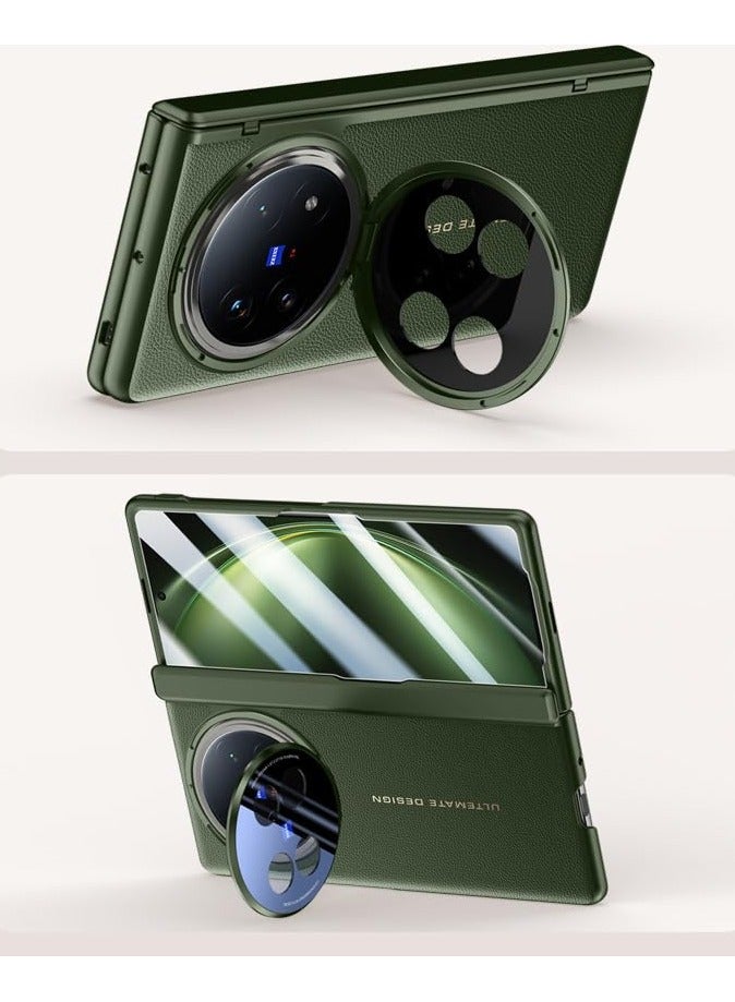 general Compatible with VIVO X Fold 5 Magnetic Hinge Protection Grain Leather Case with Lens Holder Privacy Screen Protector For VIVO X Fold 5 - Image 4