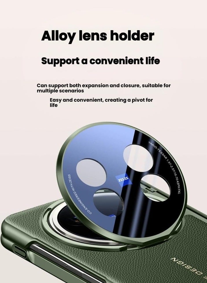 general Compatible with VIVO X Fold 5 Magnetic Hinge Protection Grain Leather Case with Lens Holder Privacy Screen Protector For VIVO X Fold 5 - Image 3