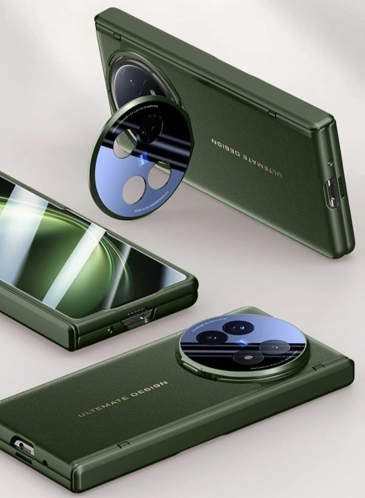 general Compatible with VIVO X Fold 5 Magnetic Hinge Protection Grain Leather Case with Lens Holder Privacy Screen Protector For VIVO X Fold 5 - Image 2