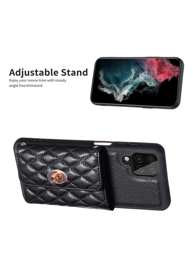 S-TOP Case For Samsung Galaxy A12 Horizontal Metal Buckle Wallet Rhombic Leather Phone Case - Image 5
