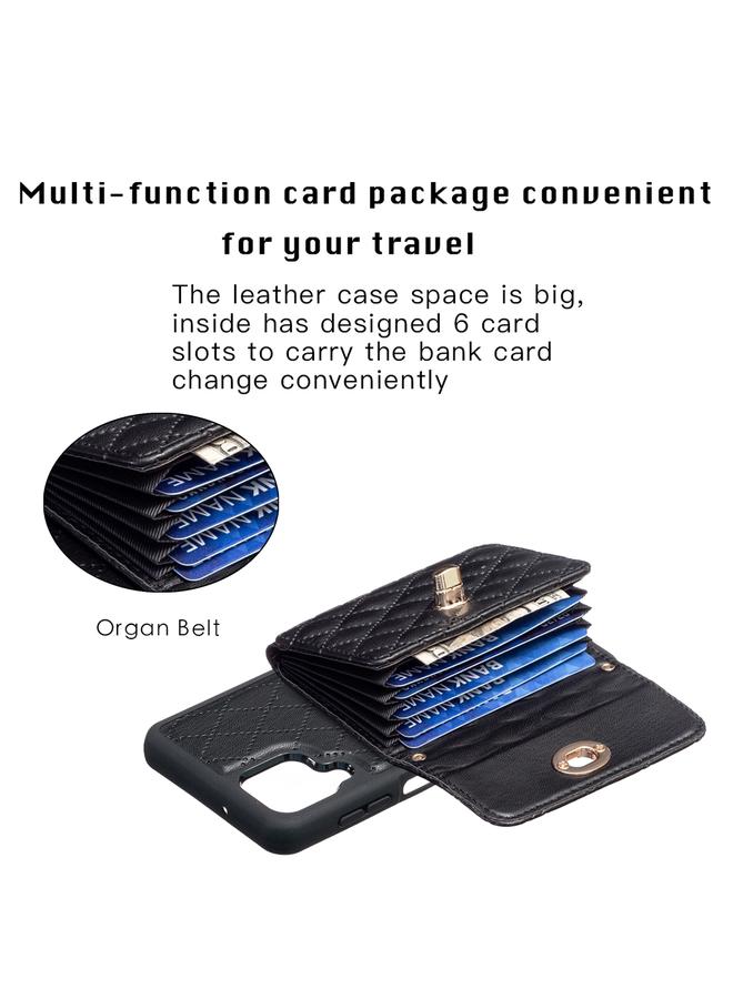 S-TOP Case For Samsung Galaxy A12 Horizontal Metal Buckle Wallet Rhombic Leather Phone Case - Image 4