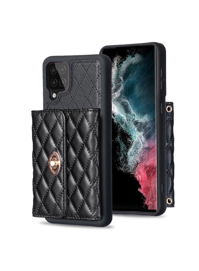S-TOP Case For Samsung Galaxy A12 Horizontal Metal Buckle Wallet Rhombic Leather Phone Case - Image 1