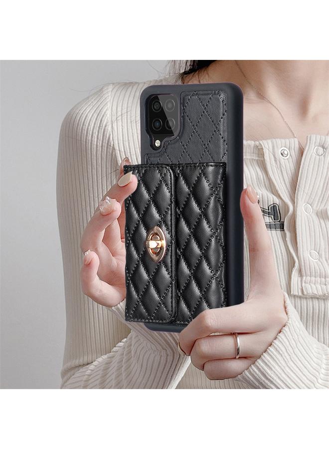 S-TOP Case For Samsung Galaxy A12 Horizontal Metal Buckle Wallet Rhombic Leather Phone Case - Image 2