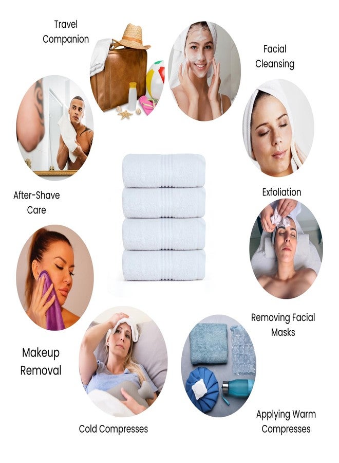 Micro Cotton Premium Face Towel Set of 4 - Fery Bern Collection, Ultra-Soft and Highly Absorbent, Quick-Dry, 100% Natural Cotton Face Towels for Bathroom, Skincare, Gym, and Spa (White) - Image 3