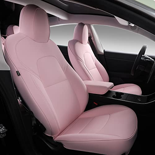 Xipoo Seat Cover Compatible with Tesla Model 3 Car Seat Cover PU Cover Car Seat Protector Replacement for 2017 2018 2019 2020 2021 2022 2023 Tesla Model 3 Accessories PinkPU12 Pcs