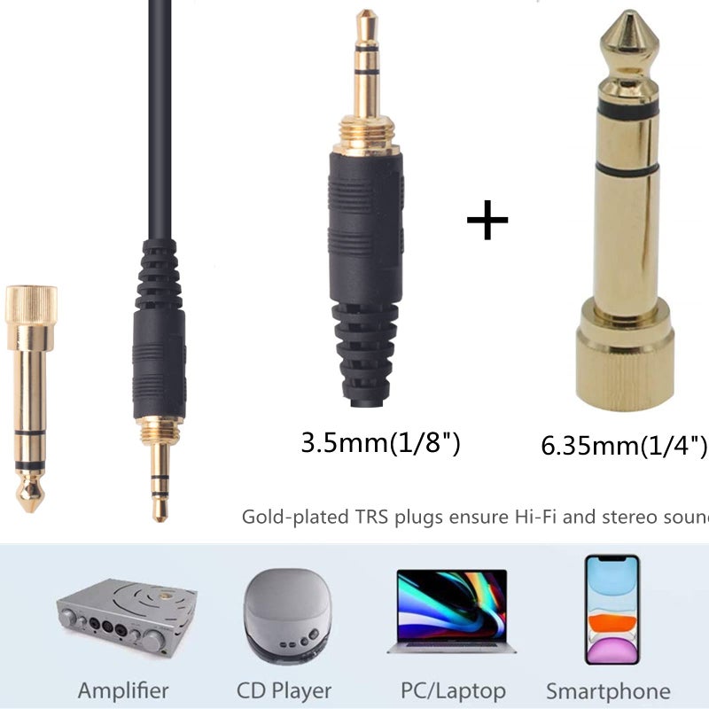 Saipomor HD598 Coiled Cable with Lock Connector Replacement 1/8" and 1/4" to 2.5mm Male AUX Extension Cords Compatible with SENNHEISER HD518 HD558 HD598 HD569 HD579 HD599 HD598 SE Headphones - Image 5