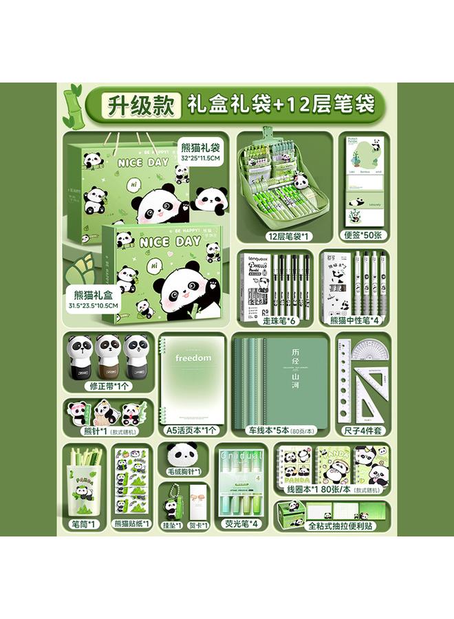 Bluejw Primary School Girls Girls Panda Birthday Gift Stationery Suit Gift Box School Supplies School Opening Gift Bag Hand Account - Image 1