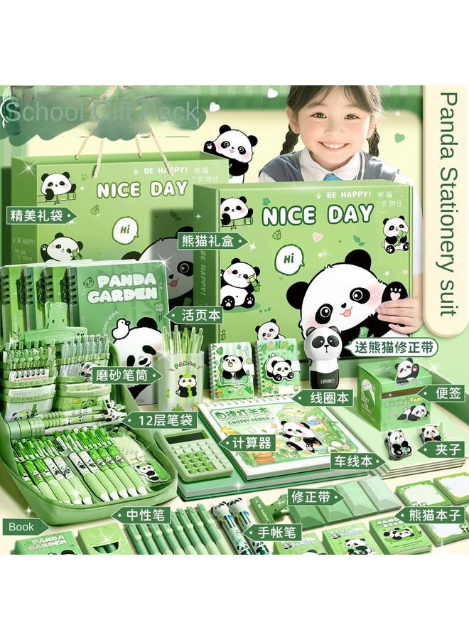 Bluejw Primary School Girls Girls Panda Birthday Gift Stationery Suit Gift Box School Supplies School Opening Gift Bag Hand Account - Image 2