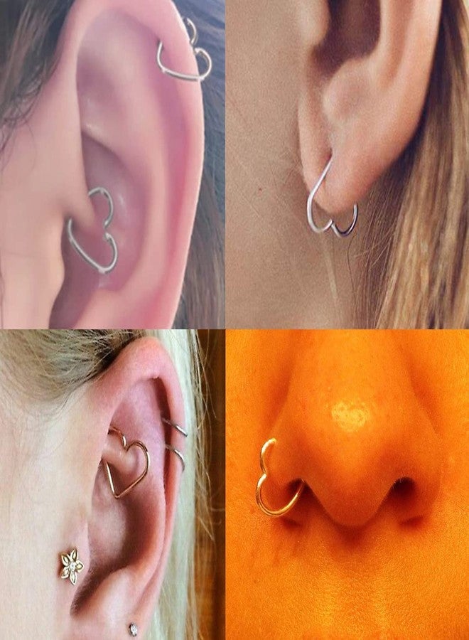 MODRSA Heart Nose Ring - Heart Shaped Nose Rings Hoop for Women - Valentines Day - Image 4