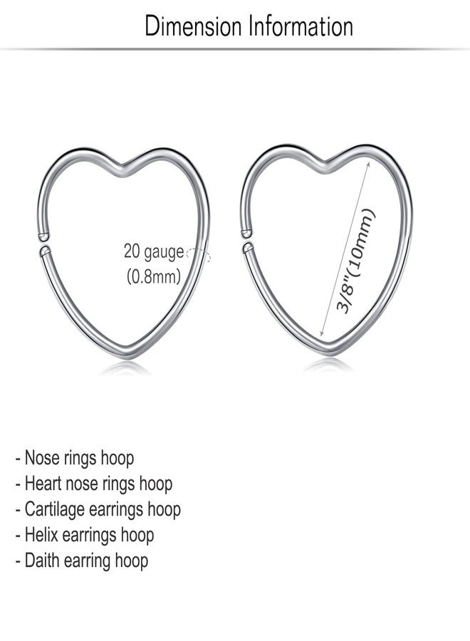 MODRSA Heart Nose Ring - Heart Shaped Nose Rings Hoop for Women - Valentines Day - Image 5