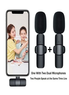 WALL BEAUTY Mic K9 Wireless Collar Microphone Dual Lapel Lavalier Mic For Noise Reduction Vlogging Interview Live Streaming YouTube Video Broadcast With 2 Mic Receiver For iPhone And Android  - Image 1