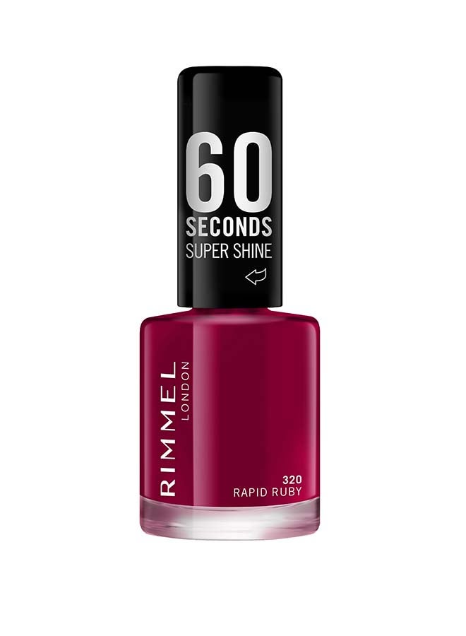 RIMMEL LONDON 60 Seconds Super Shine Nail Polish - 320 - Rapid Ruby, 8ml - Image 2