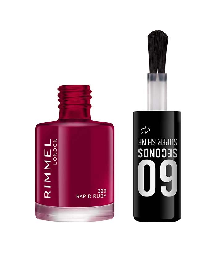 RIMMEL LONDON 60 Seconds Super Shine Nail Polish - 320 - Rapid Ruby, 8ml - Image 1