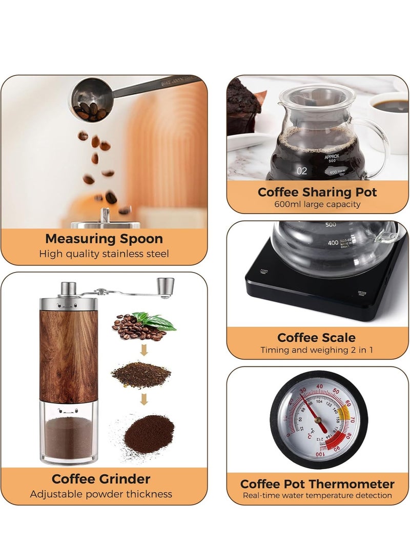 PAKCHOICE Coffee Drip Tool Set, Coffee Grinder, Manual Coffee Pot Set, 8-Piece Hand-Ground Coffee Drip Set, Convenient for Home Use or Gift Giving (Classic Style)  - Image 3