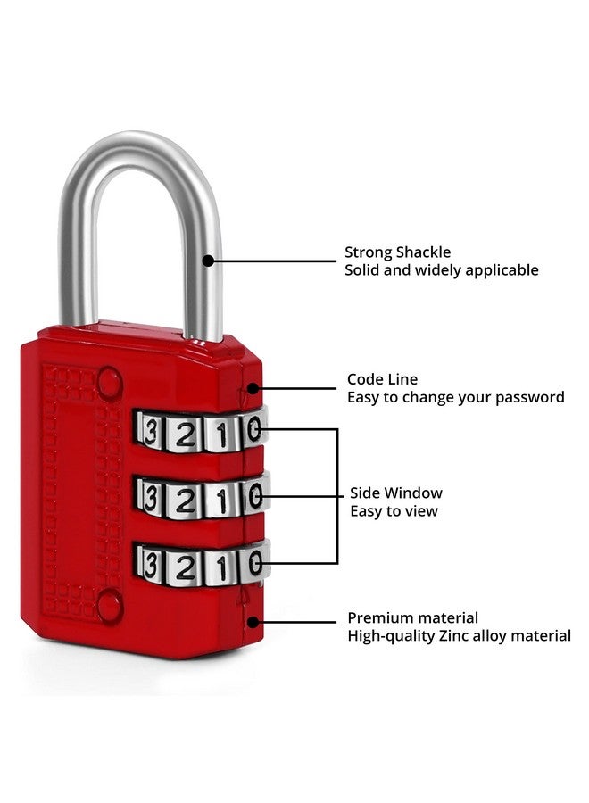 ABOUT SPACE Number Lock (3 Pack)- 3-Digit Number Combination Anti-Theft Zinc Alloy Lock-Resettable PIN Number Padlock for Door,Luggage, Suitcase-Polished Finishing (6 x 2.3cm) (Grey, Black, Red) - Image 4