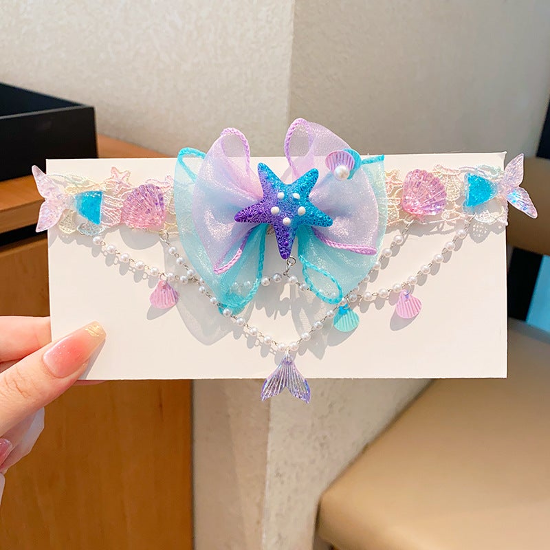 Generic Kids Mermaid Princess Hair Clip Sweet Headband Jewelry 4# bow necklace