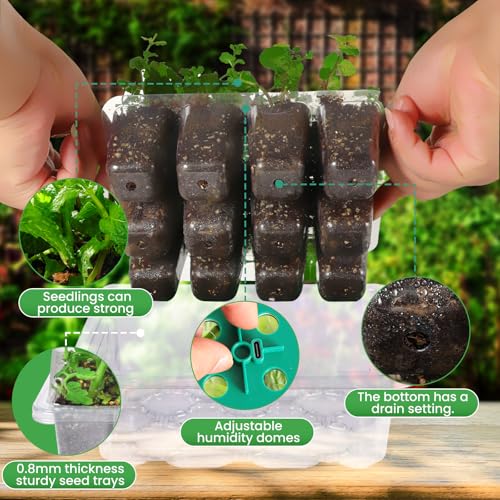 Adawook Clear Seed Starter Trays with Grow Lights & Heat Mat, 72 Cells Seed Starter Kit, 3 Lighting Mode, 4 Timing, Germination Kit with Humidity Control Domes, Gardening Gifts Plant Grow Kit - Image 5