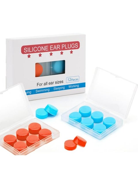 Sleep Earplugs, Silicone Earplugs, Sleep Earplugs with High Decibel Noise Protection Waterproof Earplugs for Sleep Learning Swimming and Cancelling Noise（Blue &Orange）