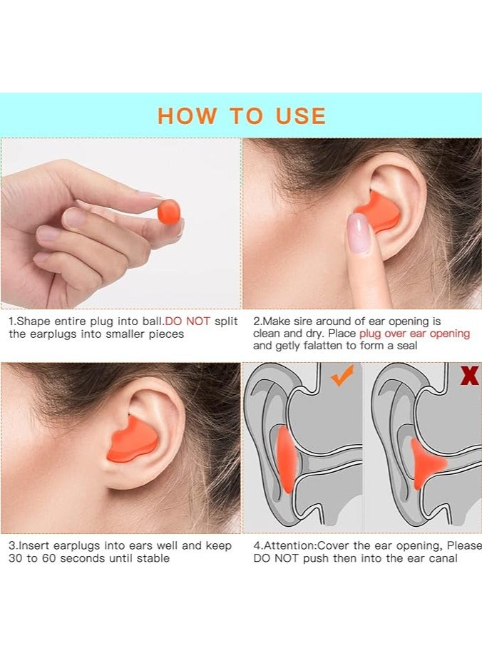 Sleep Earplugs, Silicone Earplugs, Sleep Earplugs with High Decibel Noise Protection Waterproof Earplugs for Sleep Learning Swimming and Cancelling Noise（Blue &Orange）