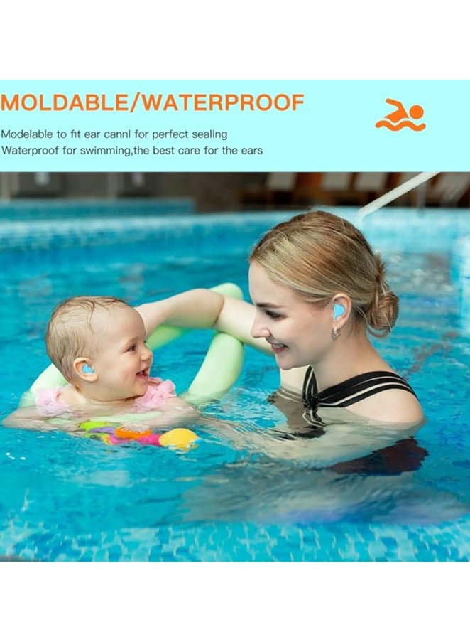 Sleep Earplugs, Silicone Earplugs, Sleep Earplugs with High Decibel Noise Protection Waterproof Earplugs for Sleep Learning Swimming and Cancelling Noise（Blue &Orange）