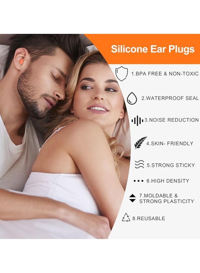 Sleep Earplugs, Silicone Earplugs, Sleep Earplugs with High Decibel Noise Protection Waterproof Earplugs for Sleep Learning Swimming and Cancelling Noise（Blue &Orange）