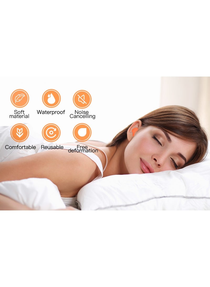Sleep Earplugs, Silicone Earplugs, Sleep Earplugs with High Decibel Noise Protection Waterproof Earplugs for Sleep Learning Swimming and Cancelling Noise（Blue &Orange）