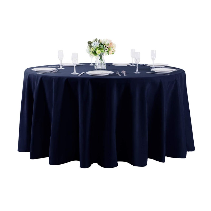 120 inch Round Tablecloth Washable Polyester Table Cloth Decorative Table Cover for Wedding Party Dining Banquet120 inchNavy