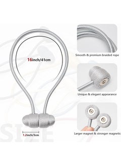 4 Pack Strong Magnetic Curtain Tiebacks 16 Inch Handmade Weave Rope Curtain Holdbacks Holders (Grey) - pzsku/Z71AF72E5D66D6EFC5988Z/45/_/1740215512/757e350b-122e-47bb-bd7c-2f911fae545d