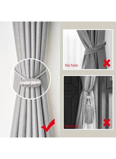 4 Pack Strong Magnetic Curtain Tiebacks 16 Inch Handmade Weave Rope Curtain Holdbacks Holders (Grey) - pzsku/Z71AF72E5D66D6EFC5988Z/45/_/1740215523/ffd2117f-767e-4b26-a42a-03a950669d97