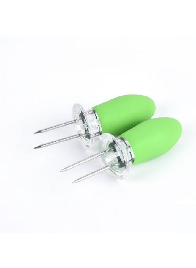 BBQ Corn Pin Stainless Steel Corn Fork BBQ Tools Green - Image 1