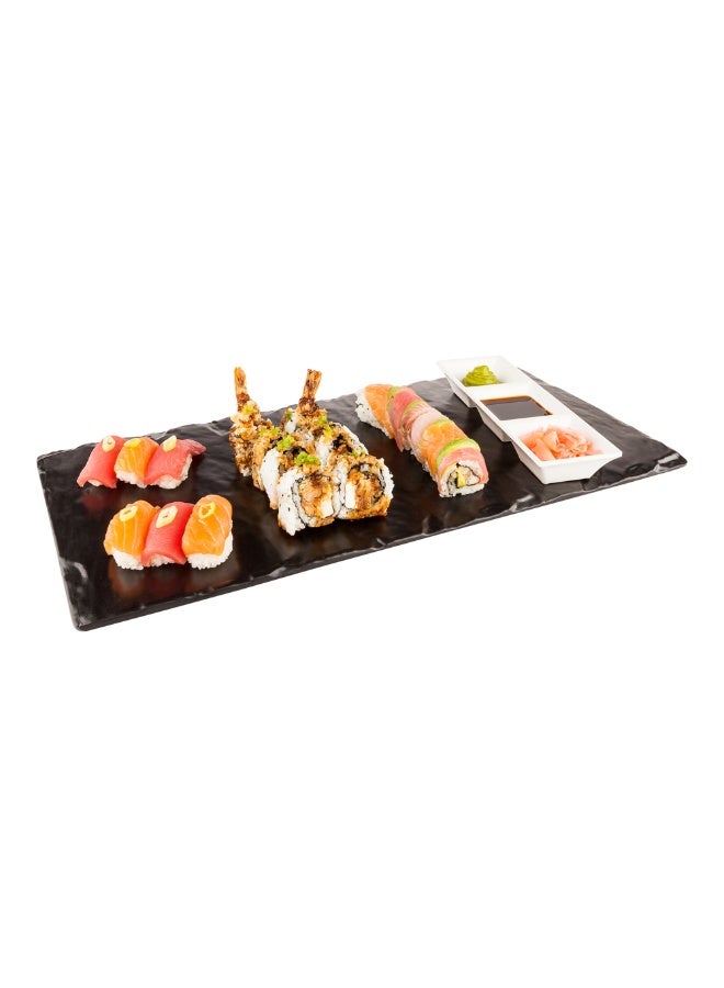 Restaurantware Voga 10 x 20 Inch Serving Plates, 4 Rectangle Charcuterie Boards - Premium, Mimics The Look Of Slate, Black Melamine Serving Platters, Serve Appetizers Or Desserts, For All Occasions  - Image 2