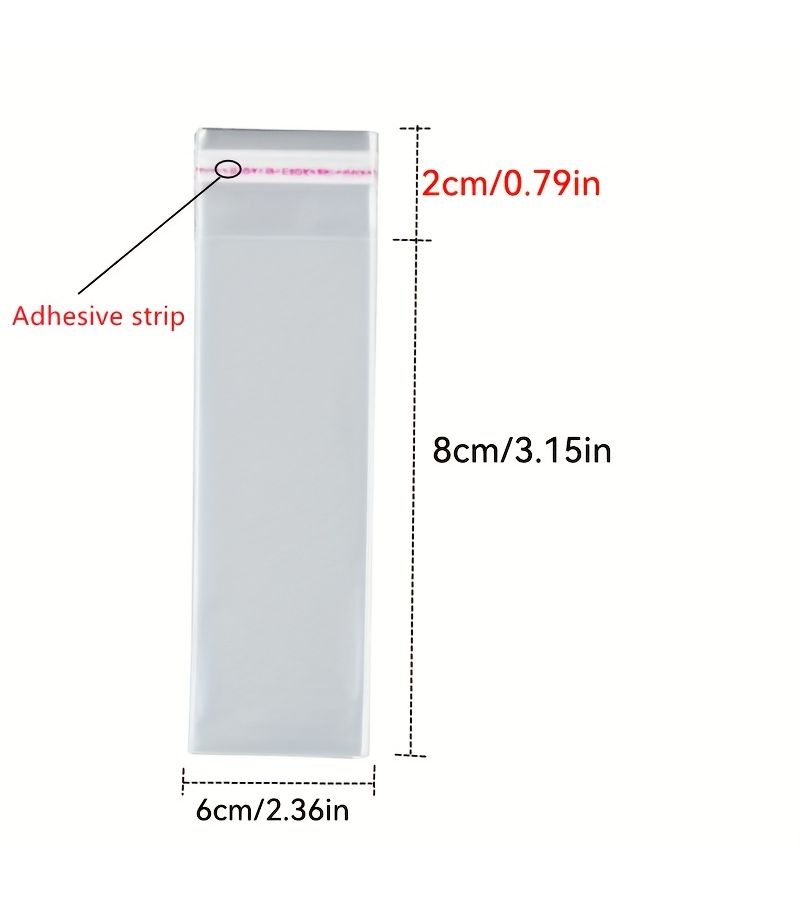 200pcs Clear Plastic Self Adhesive Bags 6x14cm 2.36x5.51inch Long Strip Shape Sealable Jewelry Gift Packaging Pouches For Small Business Supplies - Image 3
