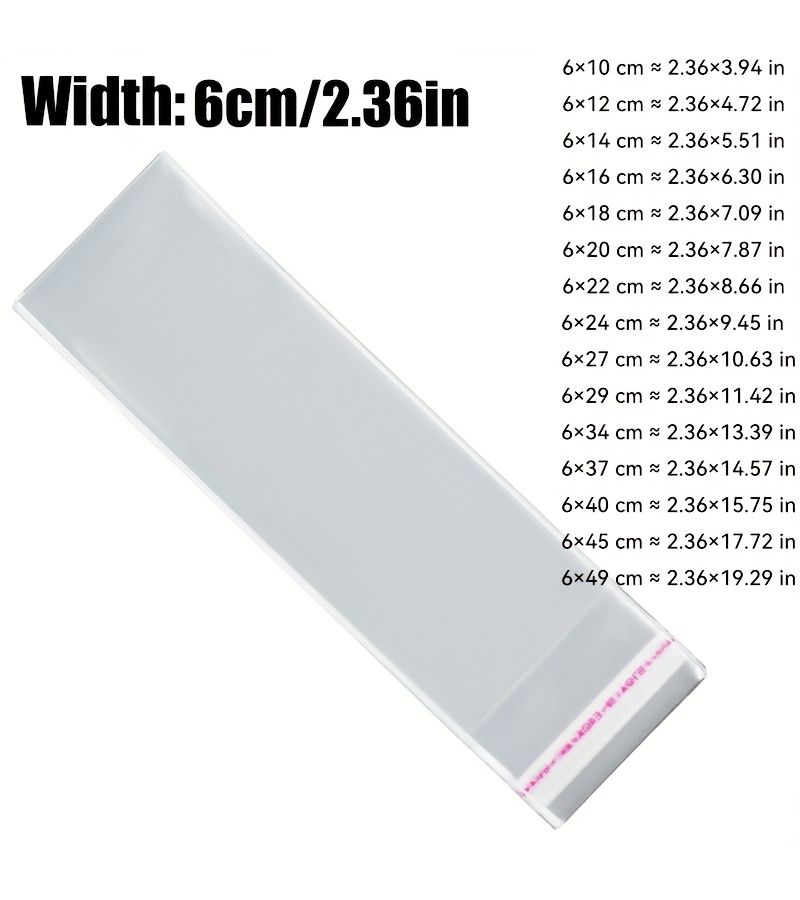 200pcs Clear Plastic Self Adhesive Bags 6x14cm 2.36x5.51inch Long Strip Shape Sealable Jewelry Gift Packaging Pouches For Small Business Supplies - Image 1
