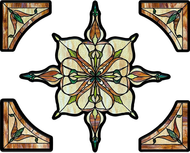 ADD.HERES Window Stickers, ‌Stained Glass Window Privacy Film, UV Blocking Static Cling for Home Kitchen Office Bathroom, Amber Starry Light, 11.81" X 15.75" - Image 2