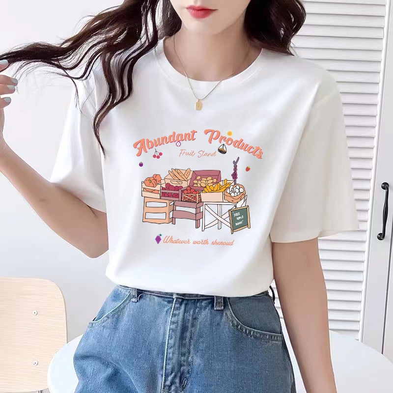 2025 Short-Sleeved T-Shirt Women'S Korean-Style Loose All-Match Top Round Neck Ins Trendy T-Shirt - Image 2